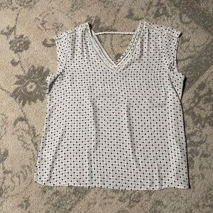Les Serein White and Black Polka Dot Sleeveless Top